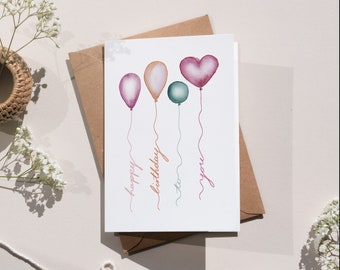 Happy Birthday Luftballons - Geburtstagskarte - Gratulationskarte, Karte im Großformat 16,5 * 11,5 cm auf nachhaltigem Papier mit Kuvert