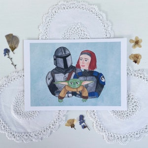 Space Family - A5 Illustration Print
