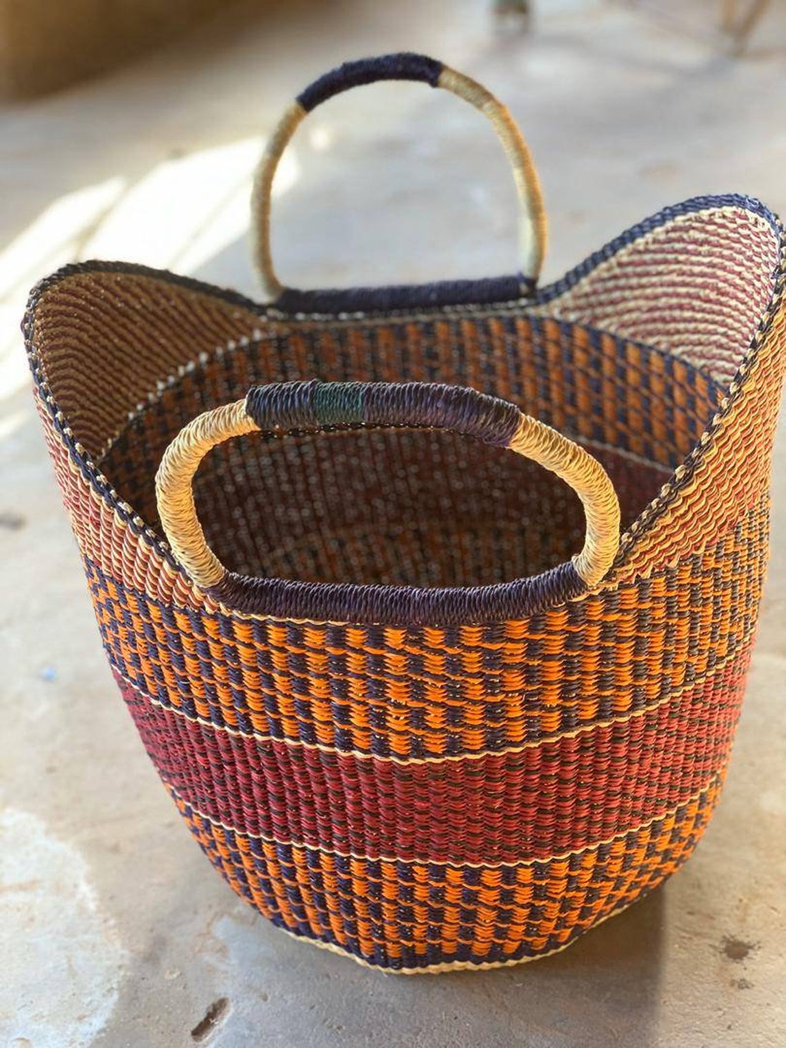 Cestas de caña africana de rafia tejidas a mano para ir de Etsy