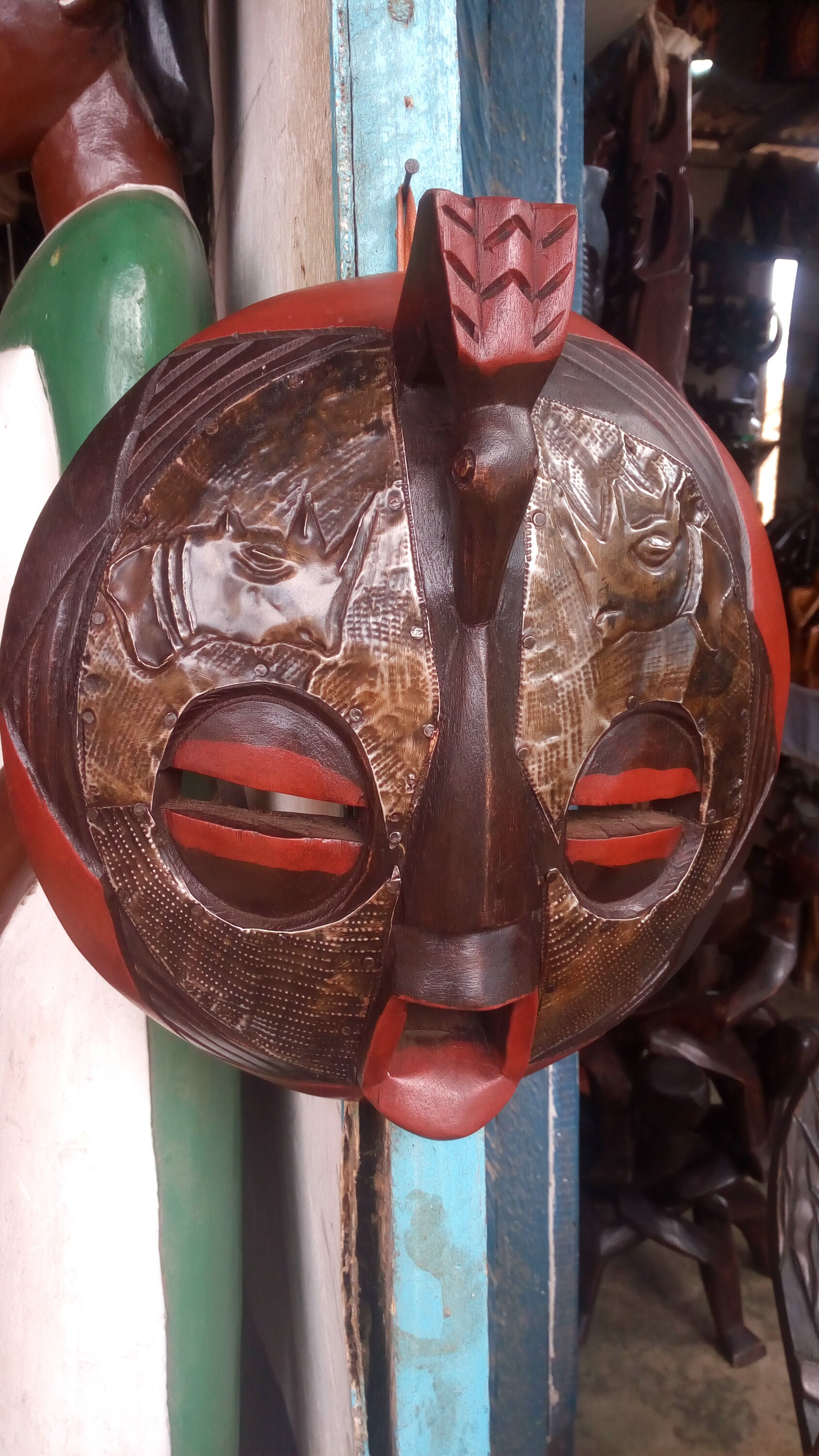 Round African Face Mask wood Wall Mask Sculpture . Designed Etsy