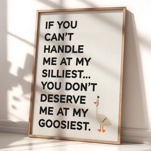 If You Can&#39;t Handle Me at My Silliest... Silly Goose A5-A4-A3-A2-A1 Print Funny Gift Prints - Unframed Canvas Print for Frame or Hanger