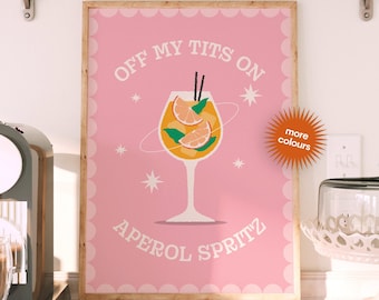 Off My... Aperol Spritz - Funny Retro Cocktails Kitchen Print - A5-A4-A3-A2-A1 -  Gallery Wall - Unframed Canvas Print for Frame or Hanger