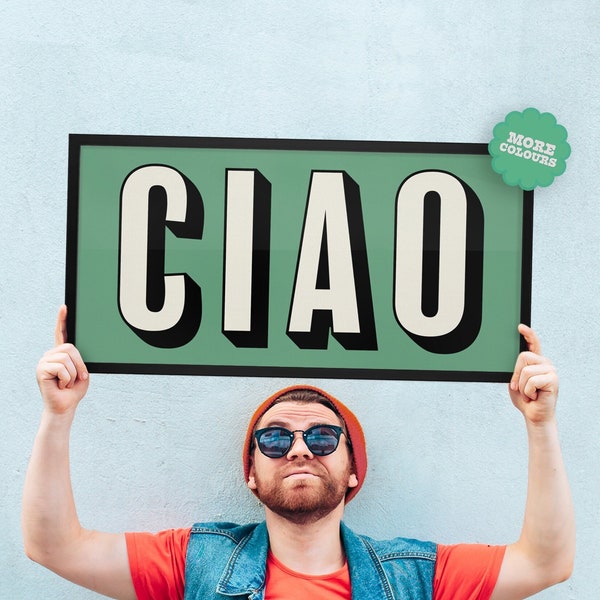 CIAO - Large Retro Entrance Print for IKEA Rodalm 81 x 40cm Frame - Gallery Wall Art Hallway New Home Gift - Unframed Canvas Print for Frame