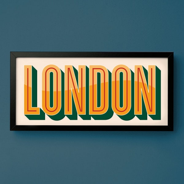 LONDON Print -- For Ikea Ribba Frame 50cm x 23cm -- Hallway / Gallery Wall Art Poster Unframed Canvas for Hanger - UK England LDN