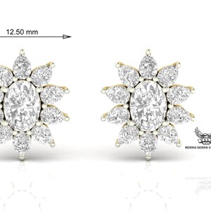 In het lab gekweekte diamanten oorbel, 14k massief geelgouden oorbel, bruiloft verlovingsoorbel, dames meisje hoepeloorbel, uniseks meisje kwaboorbel.