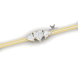 Lab Grown Diamond Industrial Barbell Piercing: 14k Gold Trillion & Heart