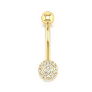 14k Navel Piercing, Ladies Belly Button Ring, Rook Belly Eyebrow Lip Piercing, Gold Barbel, Diamond Stud Belly Button Ring, Unisex Piercing