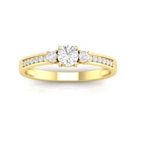 14k Yellow Gold Diamond Solitaire Ring Solitaire, Unisex Finger Ring, Women Ring, Wedding Engagement Ladies  Ring, Ladies Girl Finger Ring.