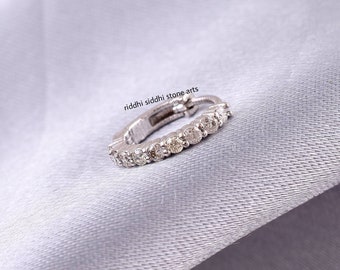 14KT White Gold Diamond Nose Ring: Genuine Australian Diamond Bali Hoop