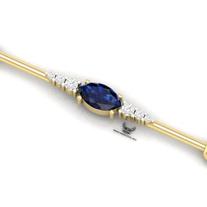 14k Gold Industrial Barbell Piercing: Sapphire & Diamond Scaffold Earring