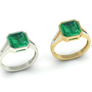 Natural Emerald Ring 14k Yellow Gold Emerald Ovel Ring, Ladies Ring, Women Diamond Ring, Wedding Engagement Ring, Unisex Girl Finger Ring.