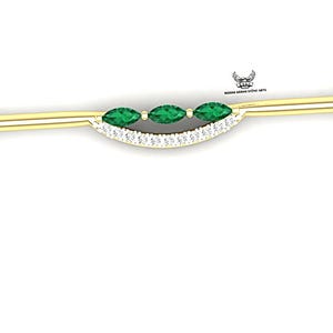 14k Gold Emerald Industrial Barbell Piercing: Lab Grown Diamond Scaffold Earring