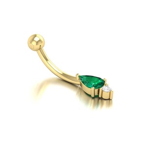 14k Navel Piercing, Ladies Belly Button Ring, Rook Belly Eyebrow Lip Piercing, Gold Barbel Gemstone Diamond Belly Button Ring Piercing