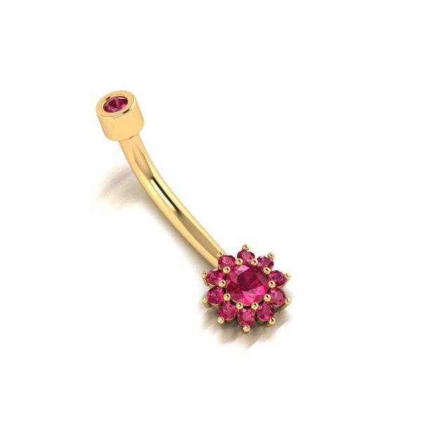 Ruby Navel Piercing, Ruby Belly Button Ring, Belly Rook Belly Eyebrow Lip Piercing, Gold Barbel Gemstone Ruby Belly Button Ring Piercing