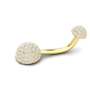 14k Navel Piercing, Round Belly Button Ring, Rook Belly Eyebrow Lip Piercing, Gold Barbel, Diamond Stud Belly Button, Unisex Belly Piercing.