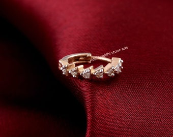 14 K Gold Diamond Nose Ring, Daith Earring, Ladies Nose Piercing.