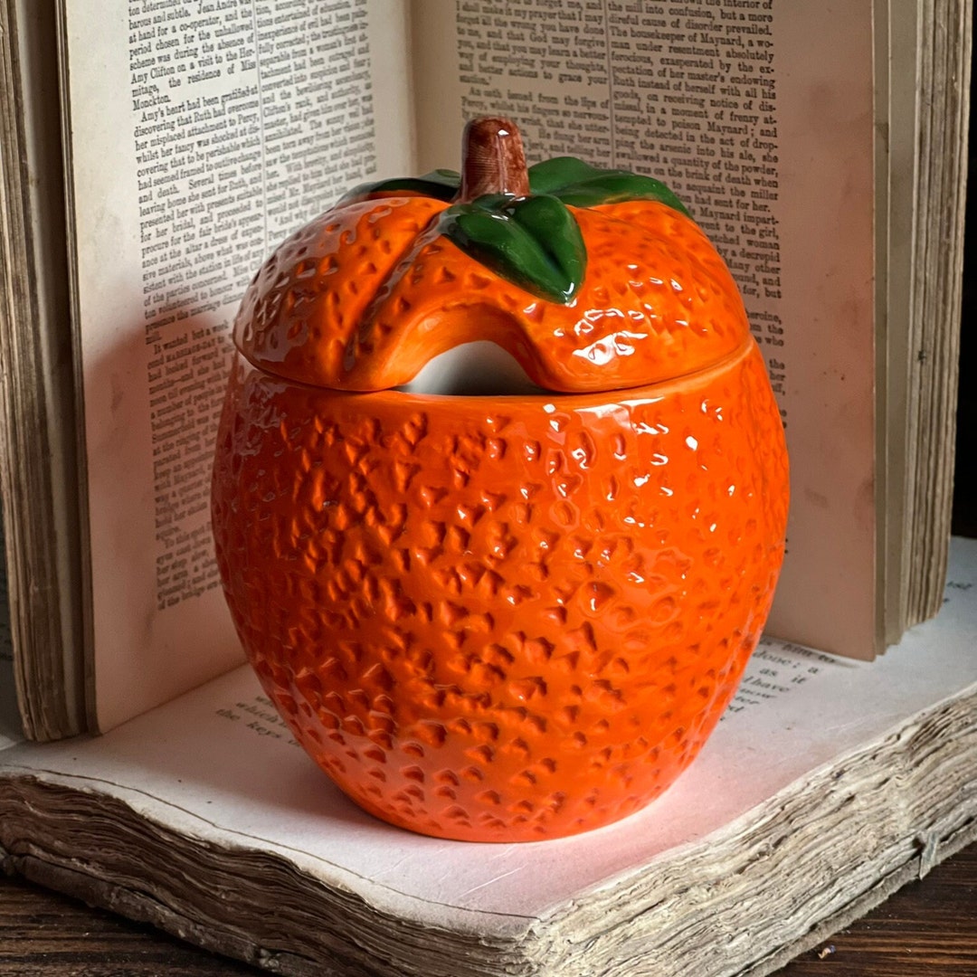 Vintage Pottery Orange Fruit Marmalade Pot Age and Wear Etsy UK