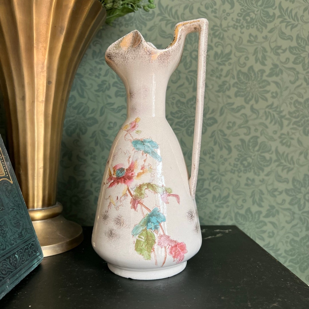Vintage Floral Vase Jug Pretty Etsy