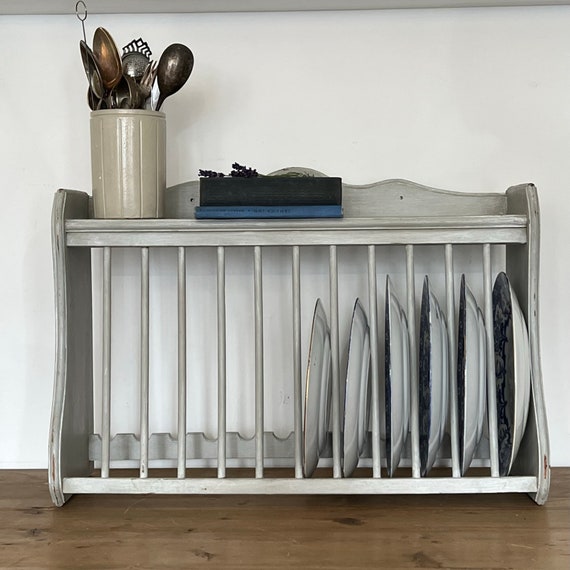 Vintage Wooden Plate Rack Etsy