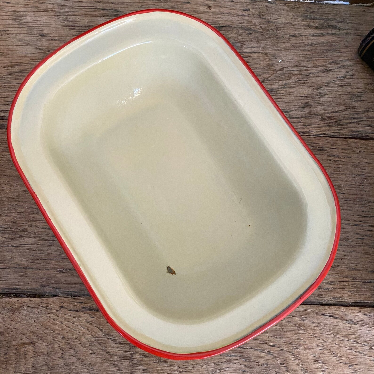 Vintage Cream Red Trim Enamel Pie Dish and Jug Bundle Etsy