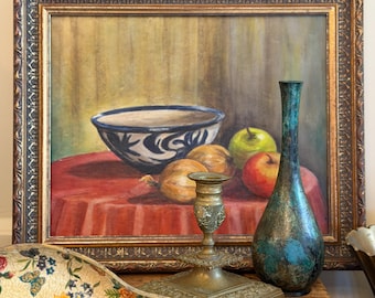 Vintage Still Life Oil Painting Framed Ref FR