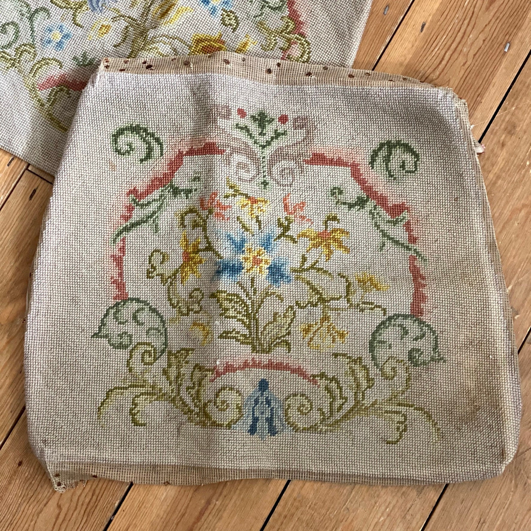 Vintage Tapestry Seat Covers x 2 Aged Worn Project Etsy