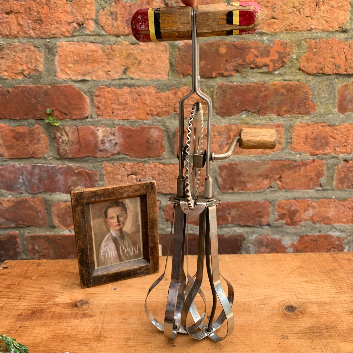 Vintage Kitchen Hand Whisk Wooden Handle Kitchenalia Etsy