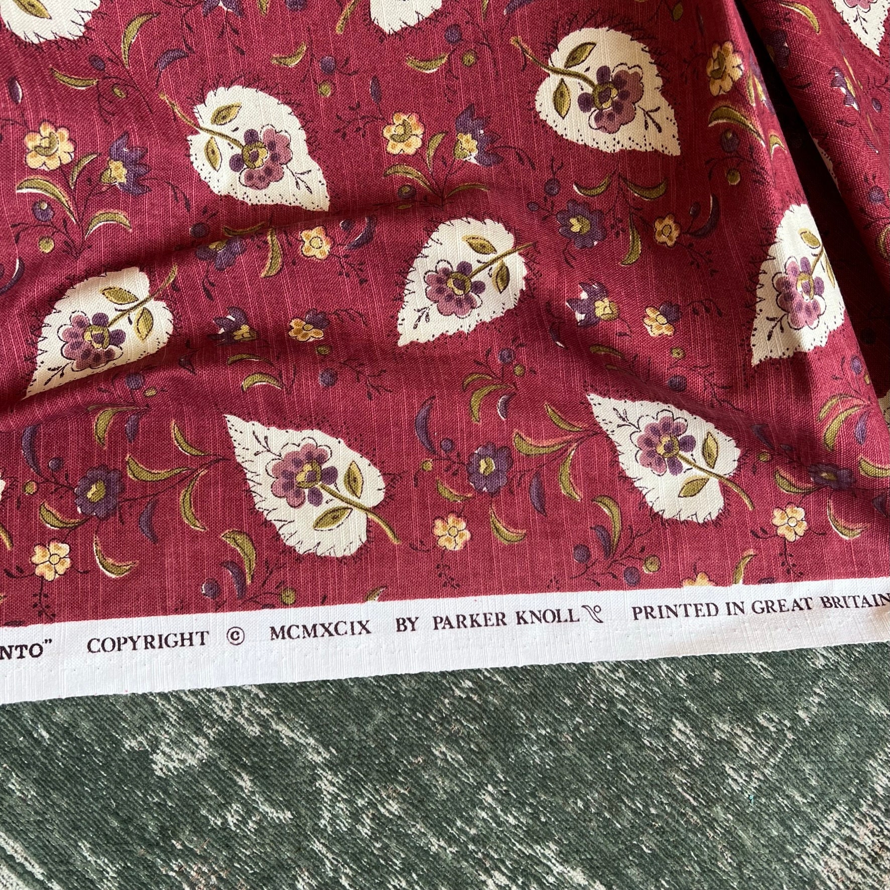 Vintage Parker Knoll Fabric Upholstery Curtain 3 Meters Maroon Etsy