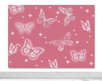 7x7FT Vinyl Wall Photography Backdrop,Nature,Butterflies Spiritual Wings Background for Baby Birthday Party Wedding Studio Props Photography