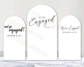 We're Engaged Arch Cover Polyester Custom Color Text Image Engagement Party Arch Backdrop Bridal Shower Wedding Backdrop Decor