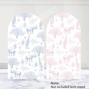 Safari Arch Cover Boy Or Girl Baby Shower Background Polyester Double-Sided Custom Elephant Giraffe Arch Backdrop Animal Birthday Party Prop