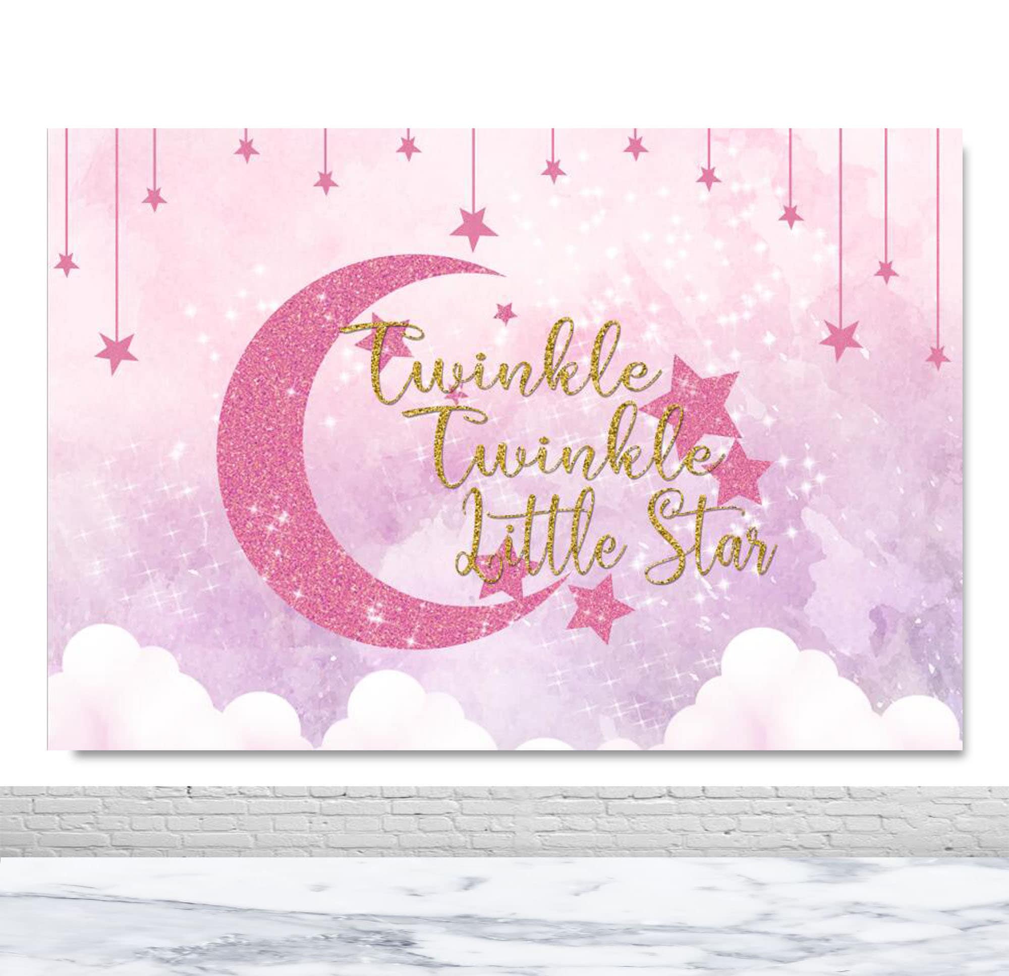 Twinkle Twinkle Little Star Photography Backdrops Navy Blue Background  Backdrops Props Clouds Baby Shower Vinyl photo Backdrop