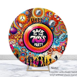 Back To The 70s Party Round Backdrop Disco Ball Backdrop Custom Old School 80s 90s Hip Hop Disco Party Round Cover Photography Prop