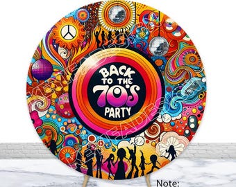 Back To The 70s Party Round Backdrop Disco Ball Backdrop Custom Old School 80s 90s Hip Hop Disco Party Round Cover Photography Prop