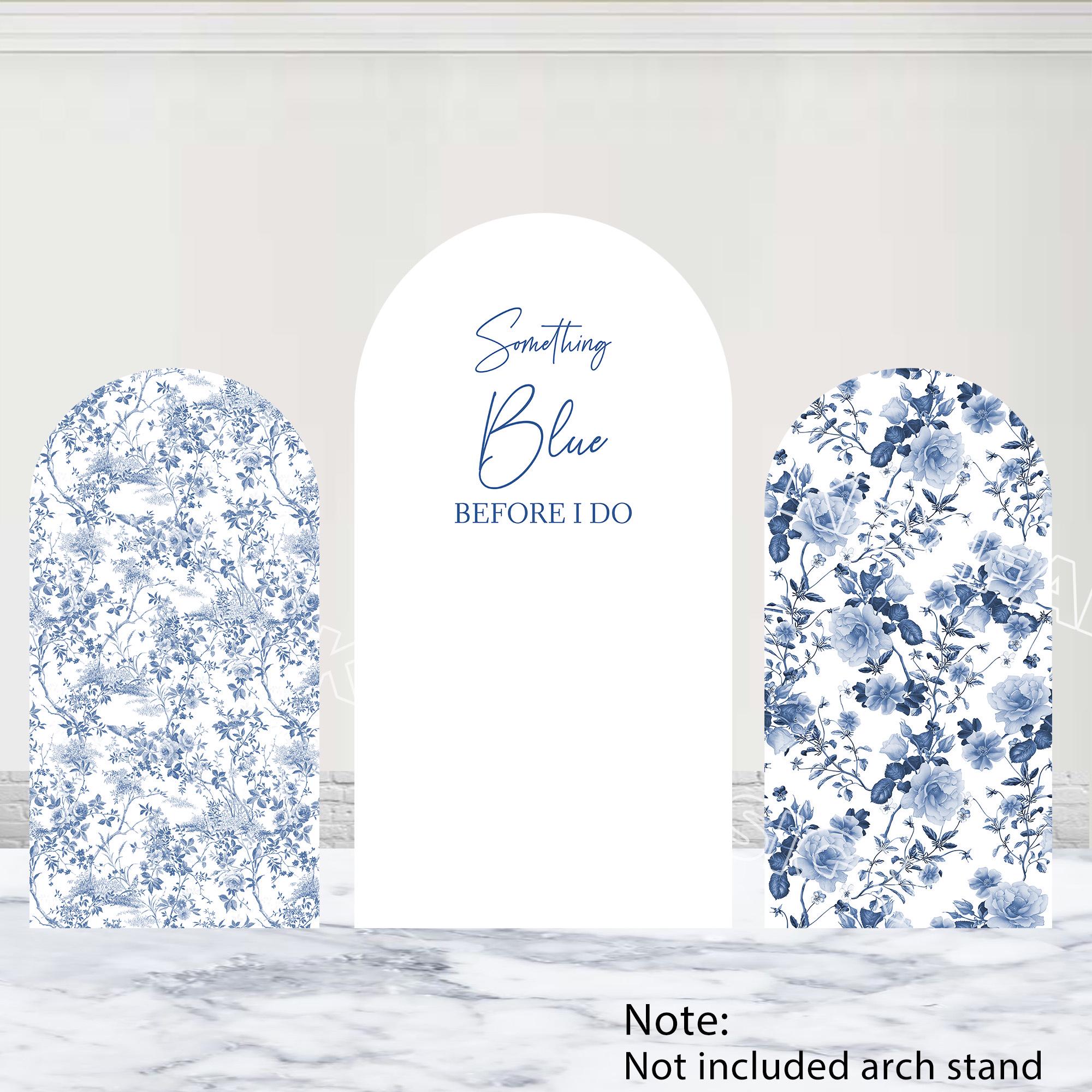 Something Blue Before I Do Bridal Shower Arch Cover Blue Floral Arch Backdrop Custom Polyester Double-Sided Flower Arch Cover Wedding Decor