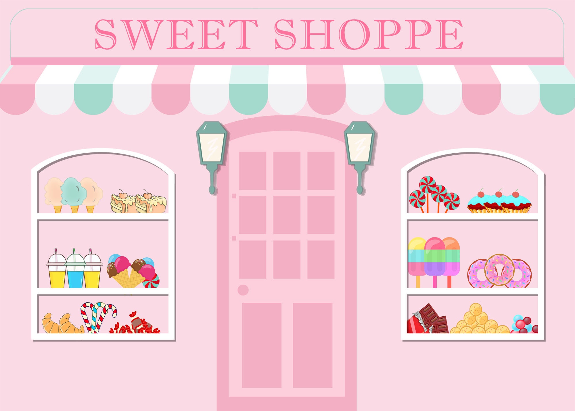 Candy Shop Photography Backdrop Ice Cream Sweet Shoppe Photo Etsy