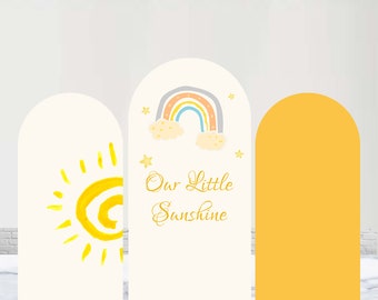 Our Little Sunshine Birthday Arch Backdrop Child Birthday Baby Shower Backdrop Custom Polyester Double-Sided Arch Cover Decor Photo Props