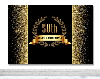 Happy 50th Birthday Hintergrund – 2,1x2,1 M Rund, Schwarze-goldene High Heels Design Für Fotos