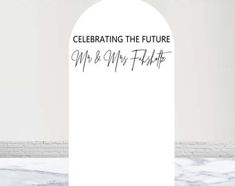 Celebrando el futuro Sr. y Sra. Arco de fondo Despedida de soltera Fondo para boda Cubierta de arco personalizada de doble cara Decoraciones para fiestas Accesorio para photocall