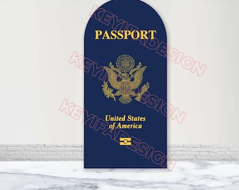 Passport Arch Hintergrund Benutzerdefinierte Polyester US Passport Arch Cover Travel Party Hintergrund Dekor