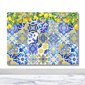 Lemon Photography Backdrop Bridal Shower Birthday Party Photo Background Blue And White Porcelain Decor Banner Poster Photo Studio Photocall