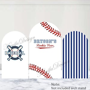 Sfondo personalizzato per arco per anno da principiante, sfondo per compleanno di baseball, in poliestere, per compleanno di un bambino, baby shower, copertura per arco bifacciale, decorazione per foto