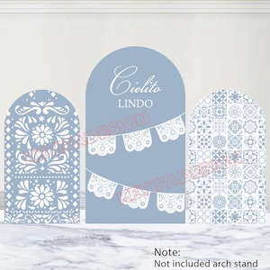 Cielito Lindo Baby Shower Arch Cover Bridal Shower Photo Backdrop Custom Polyester Double-Sided Mexican Talavera Arch Cover Wedding Decor