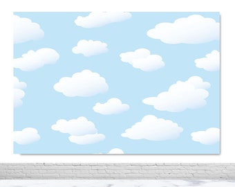 Clouds Sky Photography Backdrop Baby Shower Birthday Photo Background Pastel Blue Custom Decor Banner Vinyl Polyester Photo Booth Backdrop