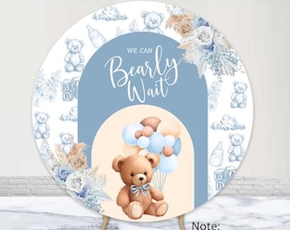 Sfondo Fotografico Per Baby Shower Con Orsetto Bohémien – 210x150 Cm, In Cotone, Lavabile E Riutilizzabile