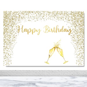 Happy 16th 21st 30th 40th 50th 60th Birthday Party Photography Backdrop Gold Glitter Dots Champagne White Photo Background