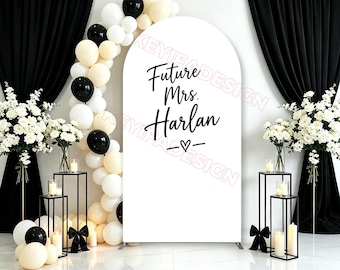 Sfondo personalizzato per addio al nubilato "Future Mrs Arch Cover" in poliestere.