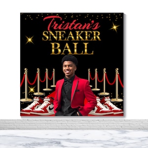 Sneaker Gala Birthday Photo Backdrop Sneaker Ball Red Carpet Photography Backdrop Custom 16th Birthday Party Decor Banner Photo Booth Studio