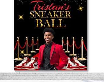 Sneaker Gala Birthday Photo Backdrop Sneaker Ball Red Carpet Photography Backdrop Custom 16th Birthday Party Decor Banner Photo Booth Studio