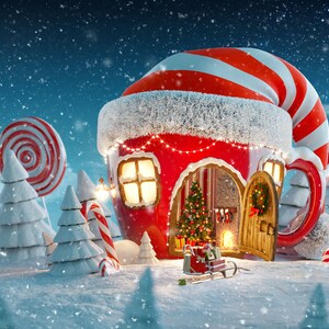 Christmas Photography Backdrop Santa's House Elf Hat - Etsy